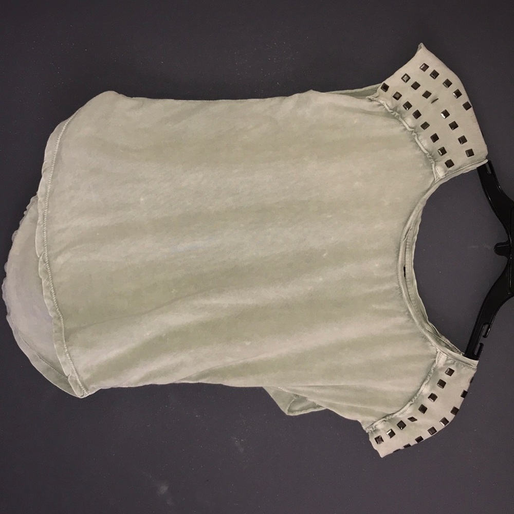 Light washed studded green tee!